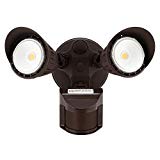Dual-Head Motion Activated LED Security Light with Photocell, Waterproof Outdoor Area Lighting, DIM Mode Available, 5000K Daylight, 25W (200W Halogen Equiv.) for Yard, Garage, Porch, Bronze