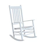 Cheap Outsunny Porch Rocking Chair – Outdoor Patio Wooden Rocker – White