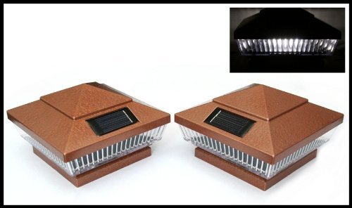 12-Pack Solar HAMMERED BRONZE Finish Post Deck Fence Cap Lights for 4? X 4? PVC/Vinyl Post With White LEDs and Vertical-lined Clear Lens -GREEN NATURAL SOLAR Review