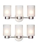 Westinghouse 6227900 Sylvestre Three-Light Interior Wall Fixture, Brushed Nickel Finish with Frosted Seeded Glass (2, Three-Light) For Sale