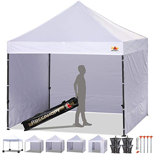ABCCANOPY (18+Colors) 8ft by 8ft Ez Pop up Canopy Tent Commercial Instant Gazebos with 4 Removable Sides and Roller Bag and 4X Weight Bag (White) Review