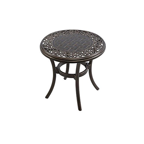 Hampton Bay APH03715K01 Niles Park 18 in. Round Cast Top Patio Side Table