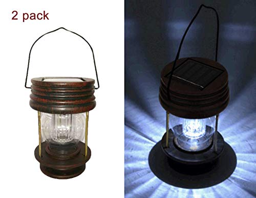 Obell Hanging Solar Lights 2 Pack Outdoor Garden Lights LED Retro Solar Hanging Lanterns with Handle for Pathway Yard Patio Decor Tree Beach Pavilion Lights (White Light) Review