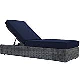 Modway Summon Outdoor Patio Chaise Lounge With Sunbrella Brand Navy Canvas Cushions For Sale