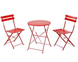 Grand patio Premium Steel Patio Bistro Set, Folding Outdoor Patio Furniture Sets, 3 Piece Patio Set Foldable Patio Table Chairs, Red Review