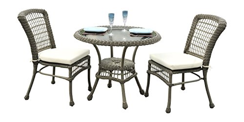 Panama Jack PJO-1301-ATQ-3PB 3 Piece Carolina Beach Bistro Set, Grey