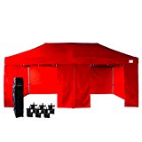 UNIQUECANOPY 500D Enhanced 10×20 Ez Pop up Canopy Portable Folded Commercial Canopy Car Shelter Wedding Party Show Tent with 4 Zippered Side Walls and Wheeled Carrying Bag Red For Sale