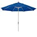 California Umbrella 11' Round Aluminum Market Umbrella, Crank Lift, Collar Tilt, Sand Pole, Sunbrella Pacific Blue