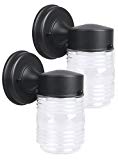 LIT-PaTH Outdoor LED Wall Lantern, Wall Sconce as Porch Light, 9.5W (75W Equivalent), 800 Lumens, Aluminum Housing Plus Glass, Waterproof and Outdoor Rated, ETL and ES Qualified, 2-Pack