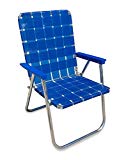 Lawn Chair USA Aluminum Webbed Chair (Deluxe, Blue Wave with Blue Arms) For Sale Lawn Chair USA Aluminum Webbed Chair (Deluxe, Blue Wave with Blue Arms) For Sale