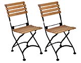 Mobel Designhaus French Café Bistro Folding Side Chair, Jet Black Frame, African Teak Wood Slats (Pack of 2) Review