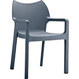 Compamia Diva Stacking Dining Arm Chair [Set of 4] Dark Grey