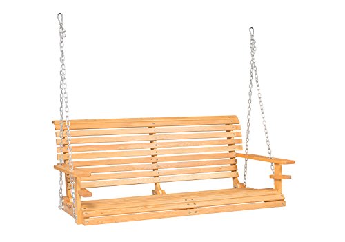 BuyHive 5ft Porch Swing Chair Patio Hanging Bench Deck Courtyard Seat Wooden w/Hanging Chains