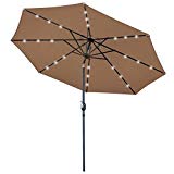 ZENY 10FT Solar LED Lighted Patio Umbrella Outdoor Market Table Umbrella w/Push Button Tilt/Crank, Steel Ribs, Polyester Canopy Shade for Patio, Garden, Deck, Backyard, Pool Review