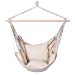 Finether Padded Hammock Hanging Chair Swing with Pillow Set for Indoor Outdoor Use, 265 lbs Weight Capacity, Beige