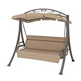 BOWERY HILL Patio Swing with Arched Canopy in Beige For Sale