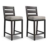 Ashley Furniture Signature Design – Perrymount Outdoor Bar Stool – Set of 2 – Gray & Dark Brown Ashley Furniture Signature Design – Perrymount Outdoor Bar Stool – Set of 2 – Gray & Dark Brown