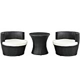 Modway Canteen Espresso Patio Sectional Set with White Cushions Modway Canteen Espresso Patio Sectional Set with White Cushions