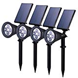 Solar Lights Outdoor, BAXIA Upgraded Solar Spot Lights Outdoor with Auto On/Off Rechargeable Security Wall Lights for Garden, Yard, Patio, Pool, Backyard Decoration(4 Pack)