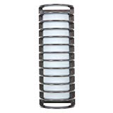 Bermuda – Outdoor Rubbed Bulkhead Wall Light – 17″H – Bronze Finish – Ribbed Frosted Glass Shade