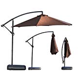 Nacome Clearance Sale!Outdoor Large Umbrella, Aluminum Cantilever Umbrella Outdooor Patio Tilt & Crank Round Umbrella (Coffee)