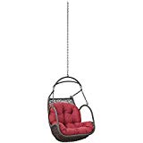 Modway EEI-2659-RED-SET Arbor Outdoor Patio Balcony Porch Lounge Swing Chair Set with Hanging Steel Chain Red For Sale