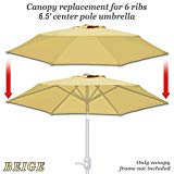 Cheap Strong Camel Replacement Umbrella Canopy Cover for 6.5ft 6 Ribs Patio Market Umbrella (CANOPY ONLY) (Beige)