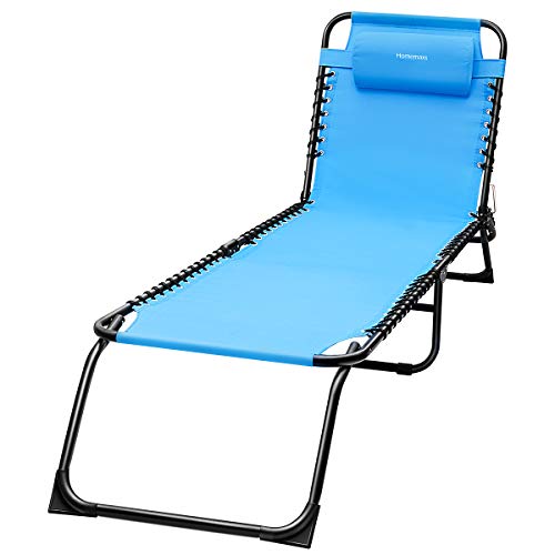 HOMEMAXS Lounge Chair Chaise Folding and Adjustable Zero Gravity Chair Heavy Duty Supports 300lbs Patio Lawn Chair with Removable Pillow for Outdoor Beach Pool Patio