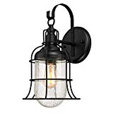 Westinghouse 6347100 Tavern One-Light Outdoor Wall Fixture, Textured Black Finish with Clear Seeded Glass For Sale