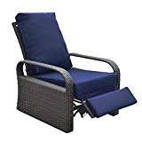 Cheap Outdoor Wicker Recliner Chair with 5.12” thickness Cushions, Automatic Adjustable Rattan Patio Chaise Lounge Chairs, Aluminum Frame, UV Resistant and Rustless (Brown Wicker + Navy Blue Cushion) Cheap Outdoor Wicker Recliner Chair with 5.12” thickness Cushions, Automatic Adjustable Rattan Patio Chaise Lounge Chairs, Aluminum Frame, UV Resistant and Rustless (Brown Wicker + Navy Blue Cushion)