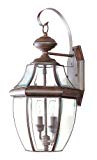 Livex Lighting 2251-58 Monterey 2 Light Outdoor Imperial Bronze Finish Solid Brass Wall Lantern  with Clear Beveled Glass For Sale