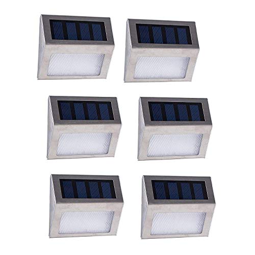 Decoroom Solar Lights Motion Sense Step Light LED Outdoor Solar Stairs Lights Garden Pathway Patio Lamp Steel 6 Pack