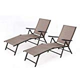 BaoChen Outdoor Chaise Lounge Chair – Aluminum Beach Yard Pool Folding Reclining Adjustable Chaise Lounge Chair (2 Packs)