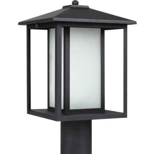 Sea Gull Lighting 89129BL-12 Outdoor Post Mount with Seeded Etched Glass Shades, Black Finish