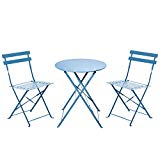 Grand patio 3 Pcs Folding Bistro Set,Patio Outside Dining Table and 2 Chairs Set, Blue Grand patio 3 Pcs Folding Bistro Set,Patio Outside Dining Table and 2 Chairs Set, Blue