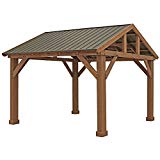 Cheap Pre-Stained Premium Cedar Wood & Aluminum 14′ x 12′ Outdoor Pavilion Gazebo