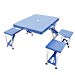Kinbor Aluminum Portable Folding Camping Outdoor Kids Picnic Party Table Garden BBQ Chairs w/4 Seats, Blue/Green (Blue)