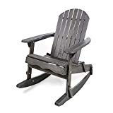Great Deal Furniture Muriel Outdoor Dark Grey Finish Acacia Wood Adirondack Rocking Chair For Sale