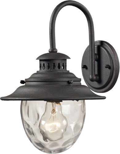 Elk 45040/1 8 by 13-Inch Searsport 1-Light Outdoor Wall Sconce with Water Glass Diffuser, Weathered Charcoal Finish