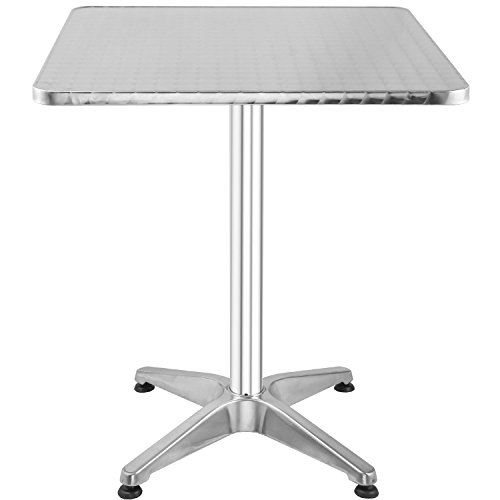Hromee Bistro Bar Table 23.5″ Aluminum Square Tabletop for Indoor Outdoor Silver