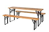 Cheap BuyHive 3PCS Patio Table Set Folding Picnic Dining Beer Table Bench Party Serve Wooden