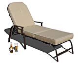 Cheap Kozyard Maya Outdoor Chaise Lounge Weather & Rust Resistant Steel Chair with Polyester Fabric Cushion for Pool, Patio, Deck or Yard (Beige)