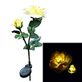 Cheap Staron 2 Heads Solar Rose LED Lights, Lantern Outdoor Decorative Colorful Light Lawn Garden Yard Lamp Decor (Yellow)