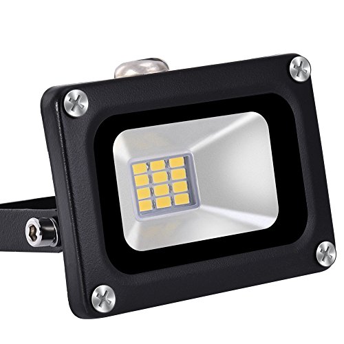 10 Watt High Power LED Flood Light, Coolkun Projector Outdoor Spotlight, Waterproof, SMD Landscape Security Lights (10W Warm)