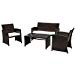 PATIOROMA 4 Piece Patio Set, Brown Wicker Patio Furniture with White Cushion,2 Single Chair,1 Loveseat