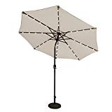 Cheap ABCCANOPY 9 FT Solar Powered Patio Umbrella 32LED Lights Solar Umbrella with Tilt and Crank (Light Beige)
