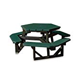 Jayhawk Plastics Hex Picnic Table – 6’L – Standard – Black Frame – Green – Green Jayhawk Plastics Hex Picnic Table – 6’L – Standard – Black Frame – Green – Green