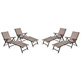 Cloud Mountain Adjustable Chaise Lounge Chair Recliner Outdoor Folding Lounge Chair Chaise Lounge Chair Recliner Patio Pool Sun Loungers Chair, 4 Packs