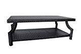 Cheap Dola Wicker Patio Coffee Table Rectangle Dark Espresso Brown 46 x 26 x 16 Inches Patio Furniture Coffee Table With 2 Shelves