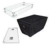 Cheap Outland Fire Table 3 Piece Rectangle Accessory Set of Tempered Glass Lid Insert, Tempered Glass Wind Guard Fence and UV & Water Resistant Durable Cover for Outland Series 401 Fire Tables